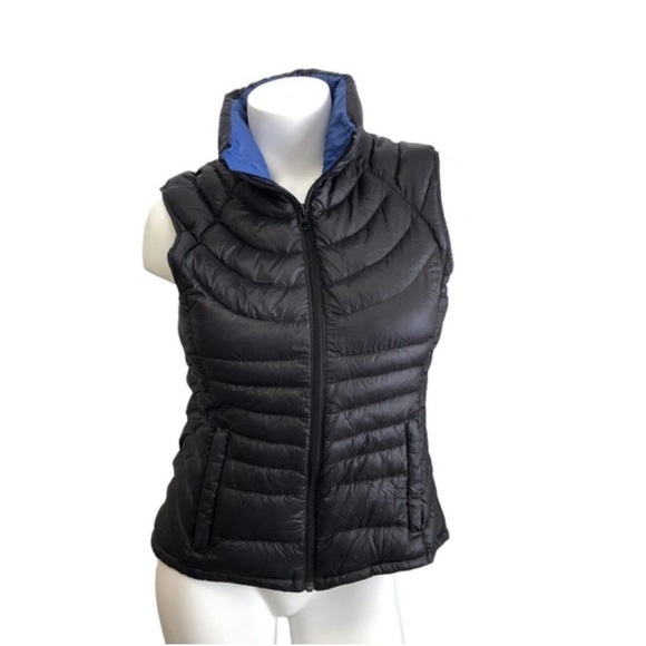 Bernardo Goose Down Black Blue Puffer Vest Size Small - Picture 3 of 9